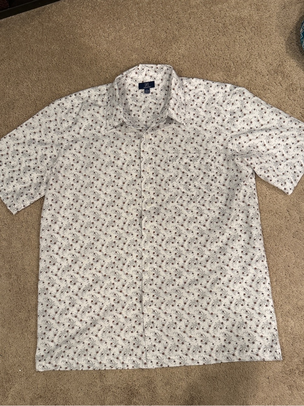 George White Short-Sleeve Floral Print Button-Down Shirt